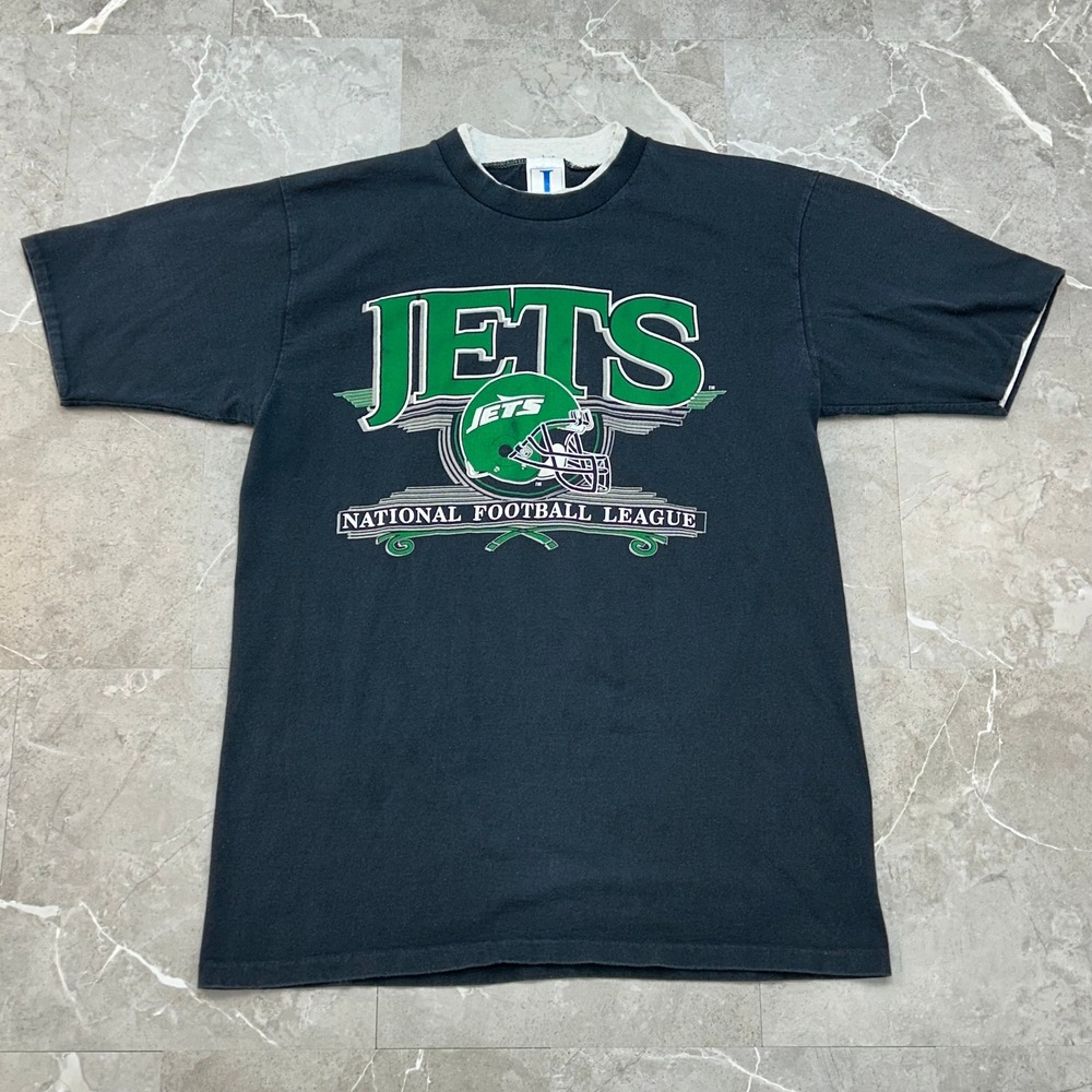 90s Vintage New York Jets Graphic Tee Mens Large Short Sleeve Helmet Shirt